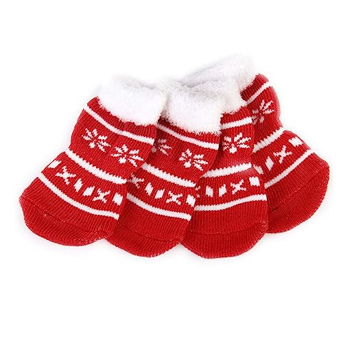 Angoily 8St Kätzchen weihnachtsoutfits Welpensocken sockenschuhe weihnachtssocken Hundesocken Baumwollsocken für Haustiere warm halten Kasten thermische Socken Füllstoff Kind rot von Angoily