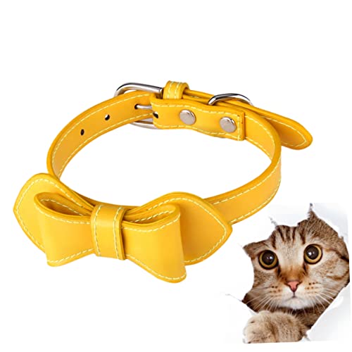 Angoily PU-Kragen für Welpen Coole hundehalsbänder Haustier pu ausbrechen Welpen PU-Hundehalsband Haustierzubehör Haustier Hundehalsband Katze Bowknot-Halsband Krawatte von Angoily