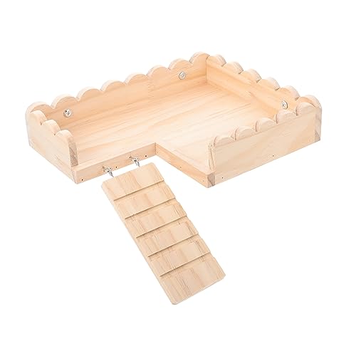 Angoily Hamster-Spielzeug Holzspielzeug Plattform für Hamsterkäfige Holztablett Spielset aus Holz Hamsterspielzeug aus Holz Hamsterbarsch Massivholz Meerschweinchen Pedal Zubehör Leiter von Angoily