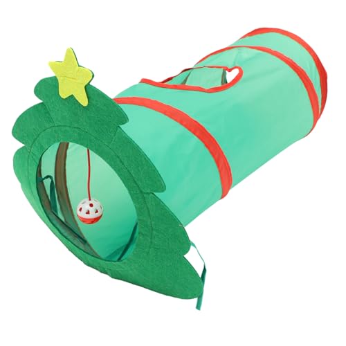 Angoily Kätzchen-tunnelspielzeug Kätzchen Spielzeug Outdoor-spielset Katzenspielzeug Für Drinnen Weihnachtsbaum-katzentunnel Katzenlochspielzeug Haustier Katze Polyester Weihnachten von Angoily