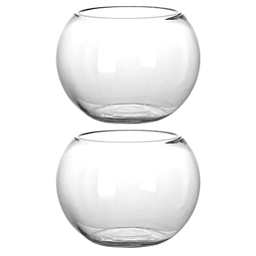 Angoily Klarglas-Bubble-Schale Klarglas-Vase 2Er-Set 4 7 B X 3 9 H Glas-Fischschale Runde Kerzenhalter Klare Bubble-Vase Rundes Terrarium Goldfischglas Für Hochzeit Heimdekoration von Angoily