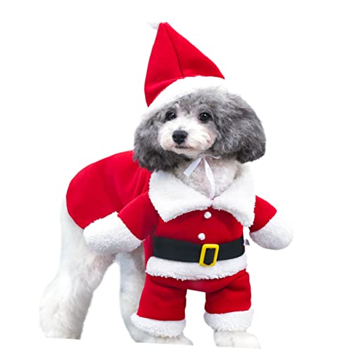 Angoily Weihnachts-stehmantel Haustierkostüm Hund Cosplay Weihnachtsmann-Kapuzenpullover Für Welpen Haustier-Party-Outfits Hundemäntel Haustierkostüme Größe Xs – Dauerhafte Qualität von Angoily