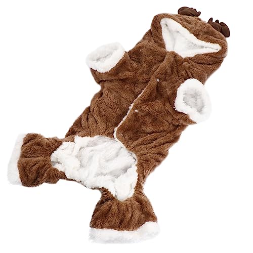 Angoily Kleidung für Haustiere Hund Rentier Kostüm Jacke Katze Weihnachten Hunde-Rentier-Kleidung Kleider Hundekleidung Welpenkostüm warm halten Verwandlungs-Outfit Korallenvlies von Angoily