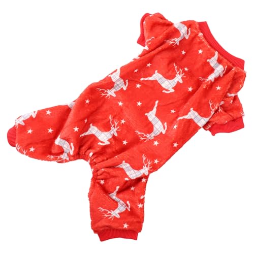 Angoily Kleidung Für Haustiere Hundepyjama Weihnachtszubehör Für Haustiere Urlaubsoutfit Für Haustiere Kleidung Für Kleine Hunde Doppelseitiger Flanell Hundekleidung Rot Hündchen von Angoily