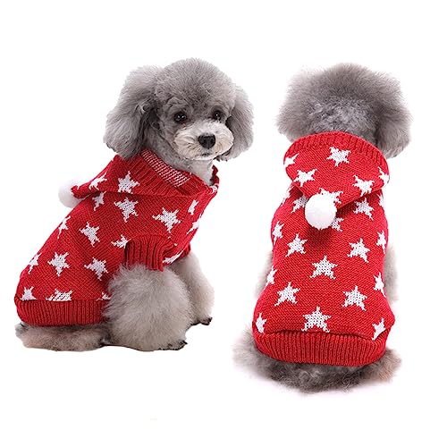 Angoily Haustierkleidung Hals Pullover gestrickter Pullover für Haustiere Welpenkleidung Welpen-Outfits Weihnachtspullover Haustierzubehör warmes Hundekostüm Weihnachten Weihnachtskostüme von Angoily