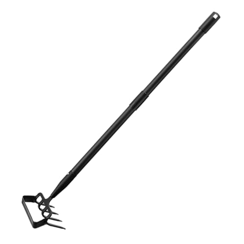 Angoily Unkraut Rechen ausstecher Rentier gartenwerkzeuge Garten Grubber Remover unkrautentferner Spreizerde Rechen Steigbügelhacke Handrechen Kleiner Rechen Rostfreier Stahl Black von Angoily