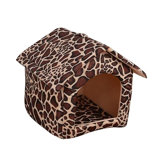 Angoily Haustierbett Leopard Haustierhaus Haustier-schlafbett Haustier Warmes Katzennest Hundehütte von Angoily