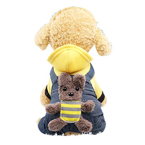 Angyu Mit Kapuze Hund Pullover Haustier Kleidung Katze Niedlich Warme Welpen Bulldogge Festival Jumper Outfit (Gelb,M) von Angyu