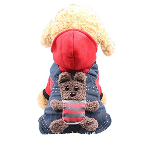 Angyu Mit Kapuze Hund Pullover Haustier Kleidung Katze Niedlich Warme Welpen Bulldogge Festival Jumper Outfit (Rot#2,2XL) von Angyu