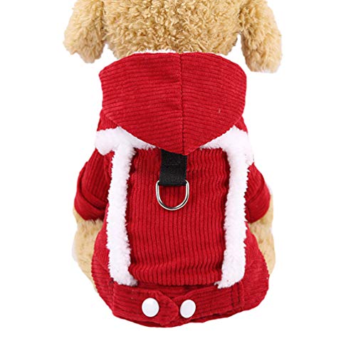 Angyu Mit Kapuze Hund Pullover Haustier Kleidung Katze Niedlich Warme Welpen Bulldogge Festival Jumper Outfit (Rot#3,L) von Angyu