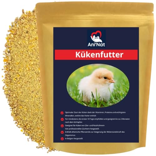 AniNat Kükenfutter, Erstlingsnahrung mit Vitaminen, Proteinen, Mineralien und ätherischen Ölen. Kükenstarter ohne Antibiotika und OHNE GENTECHNIK. Geeignet ab der Geburt. (1800g) von Ani'Nat NATURE ANIMALE