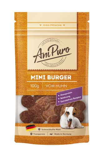 AniPuro 100g Mini Burger vom Huhn, Belohnungssnack, hochwertig und getreidefrei, Leckerli aus nur einer tierischen Proteinquelle, für große und kleine Hunde von Ani Puro