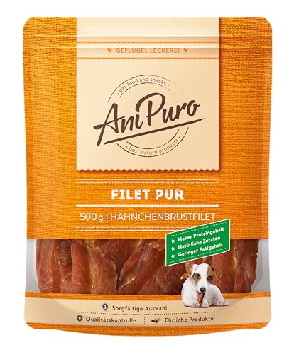 AniPuro 500g Filet Pur, Snack aus Hähnchenbrustfilet, hochwertig und getreidefrei, Leckerli mit hohem Proteingehalt, für große und kleine Hunde von Ani Puro