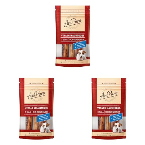 AniPuro 50g Vitale Kauriegel, Snack aus Ochsenziemer, hochwertig und getreidefrei, Leckerli mit hohem Proteingehalt, für große und kleine Hunde (Packung mit 3) von Ani Puro