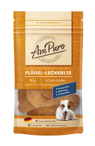 AniPuro 80g Flügel-Leckerlis vom Huhn, Belohnungssnack, hochwertig und getreidefrei, Leckerli aus nur Einer tierischen Proteinquelle, für große und kleine Hunde von Ani Puro