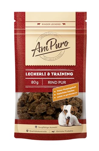 AniPuro 80g Leckerli & Training vom Rind, Belohnungssnack, hochwertig, getreidefreie Rezeptur, tierisches Monoprotein, hoher Proteingehalt, für große und kleine Hunde (Packung mit 3) von Ani Puro