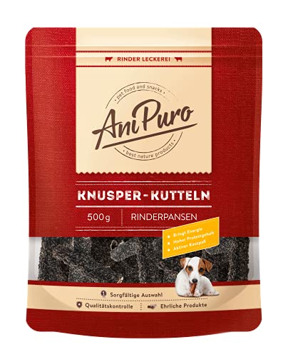 AniPuro 500g Knusper-Kutteln, Snacks aus Rinderpansen, hochwertig und getreidefrei, Leckerli mit hohem Proteingehalt, für große und kleine Hunde von Ani Puro