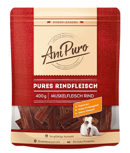 AniPuro 400g Pures Rindfleisch, Snack aus Rinderschlund, hochwertig und getreidefrei, Leckerli mit hohem Proteingehalt, für große und kleine Hunde von Ani Puro