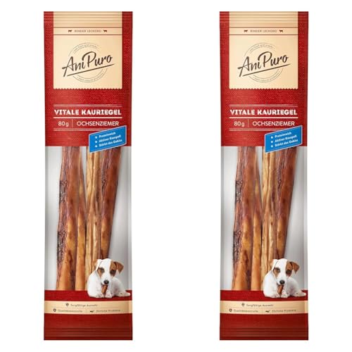 AniPuro Vitale KAURIEGEL, Leckerlis aus Ochsenziemer, hochwertig und getreidefrei, Snack mit hohem Protein-Gehalt, für große und kleine Hunde, 80g (Packung mit 2) von Ani Puro