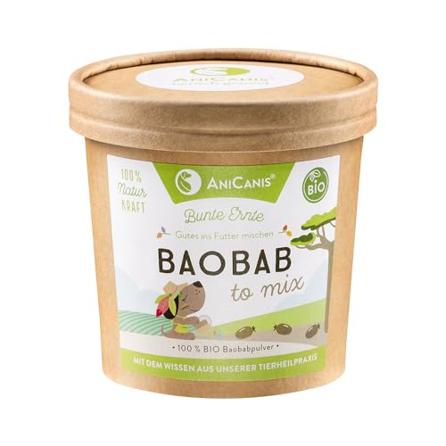 AniCanis Bio Baobabpulver für Hunde - Baobab Fruchtpulver - Superfood Obst Früchte - Multivitamine Mineralien Antioxidantien - Barf Futterzusatz - 100g von AniCanis