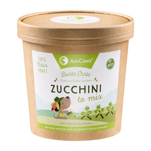 AniCanis Bio Zucchiniflocken für Hunde - Zucchini Gemüse Flocken getrocknet - Gemüseflocken - Multivitamine Mineralstoffe Antioxidantien - Barf Flockenfutter Futterzusatz - 125g von AniCanis