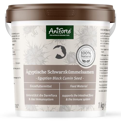 AniForte Ägyptische Schwarzkümmelsamen für Pferde 1kg - Unterstützt den Magen-Darm-Trakt & das Immunsystem, stärkt die Abwehrkräfte, wichtige Aminosäuren, Naturprodukt von AniForte