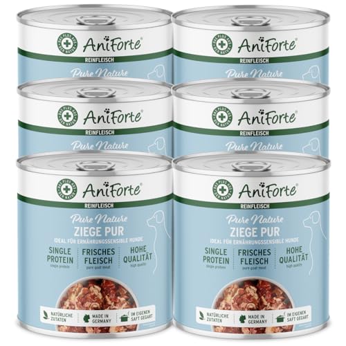 AniForte Barf Hundefutter Nass Ziege Pur 6 x 800g – Fleisch Pur, Barffleisch für Hunde, Barffutter, Nassfutter getreidefrei & ohne Zusätze, Wet Dog Food Dosenfutter von AniForte