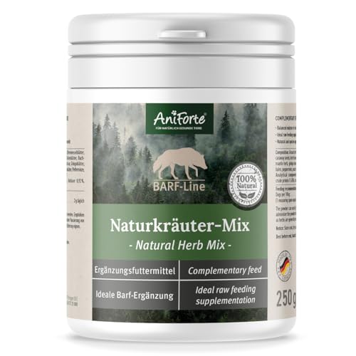 AniForte Barf Naturkräuter Mix für Hunde 250 g - Unterstützt Verdauung, optimiert Immunsystem, Kräuter für Hunde mit Enzymen, Chlorophyll & Vitaminen, Perfekter Barf Zusatz als Naturprodukt von AniForte