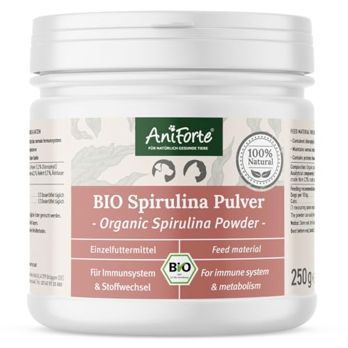 AniForte Bio Spirulina Pulver für Hunde & Katzen 250g, Mikroalge unterstützt Haut & Fell, Immunsystem & Stoffwechselprozesse, Vitamine & Mineralstoffe, Naturprodukt, biologischer Anbau, Laborgeprüft von AniForte