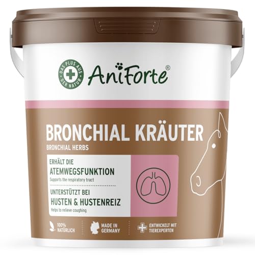 AniForte Bronchialkräuter Pferd 1kg - Natürliche Kräuter mit Methylcystein, bei Husten & Schnupfen, Atemwegskräuter Pferd als Ergänzungsfutter, Pferde Hustenkräuter für freie Atemwege von AniForte