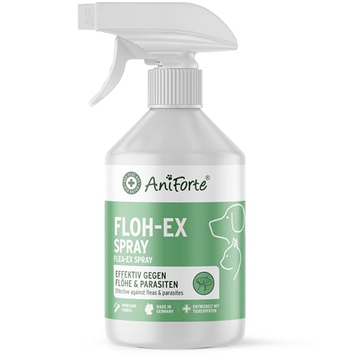 AniForte Flohspray für Hunde & Katzen 250 ml - Floh-Ex Spray zur Abwehr gegen Flöhe, Flohmittel bei Parasiten & Flohbefall, Antiflohmittel mit Geraniol & natürlichen Ölen von AniForte