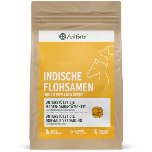 AniForte Flohsamen für Hunde, Katzen & Pferde 1kg - Reich an Ballaststoffen & Schleimstoffen, Indische Rohkost Qualität, Reinigung Magen-Darm-Trakt, bei Übergewicht, Einzelfuttermittel von AniForte