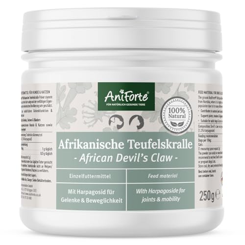 AniForte Afrikanische Teufelskralle für Hunde & Katzen 250g - Teufelskrallen Pulver für Sehnen & Bänder, Gelenkpulver zur Unterstützung der Beweglichkeit & Gelenkfunktion von AniForte