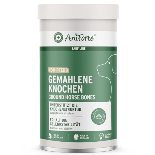 AniForte Gemahlene Knochen vom Pferd für Hunde & Katzen 1 kg - Natürliches Calcium für Knochenaufbau & Gelenke, reines Knochenmehl als Futter & Barf Ergänzung von AniForte