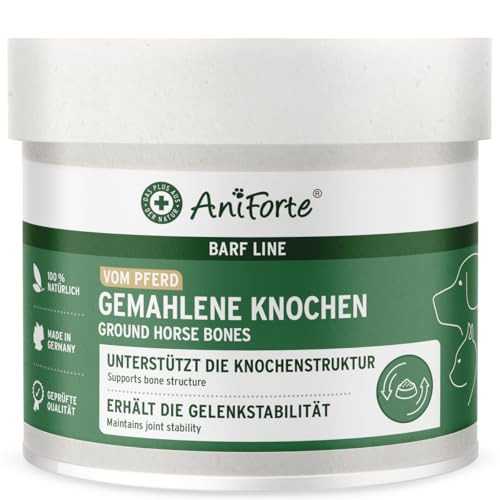 AniForte Gemahlene Knochen vom Pferd für Hunde & Katzen 500 g - Natürliches Calcium für Knochenaufbau & Gelenke, reines Knochenmehl als Futter & Barf Ergänzung von AniForte