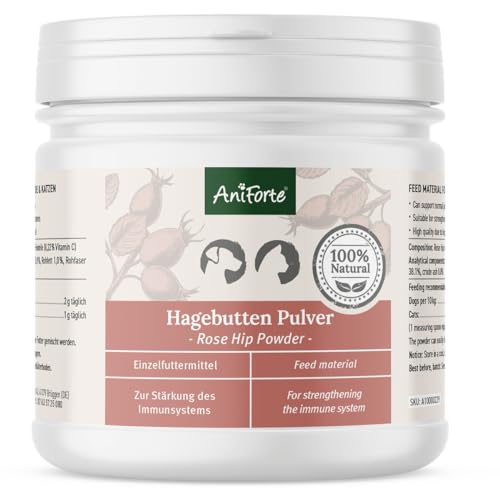 AniForte Hagebuttenpulver für Hunde & Katzen 250g – 100% Hagebutten, reich an Vitamin C, zur Unterstützung des Immunsystems von AniForte