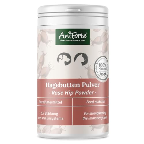 AniForte Hagebuttenpulver für Hunde & Katzen 500g – 100% Hagebutten, reich an Vitamin C, zur Unterstützung des Immunsystems von AniForte