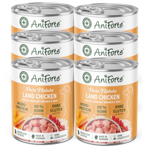 AniForte Hundefutter Nass LandChicken 6 x 400g – Nassfutter für Hunde, Frisches Huhn mit Gemüse & Früchten, hoher Fleischanteil, Natürliches Hundenassfutter glutenfrei von AniForte