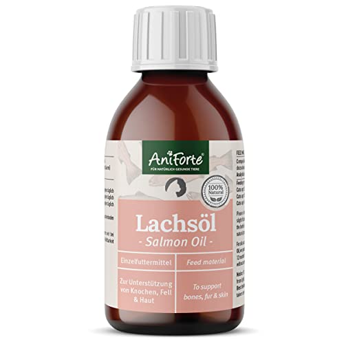 AniForte Lachsöl für Katzen & Hunde 100ml - Natur Fischöl aus Norwegen, reich an Omega 3, frisch abgefüllt in Deutschland, Ergänzungsmittel für Katzen ohne Zusätze, einfache Tropfdosierung von AniForte