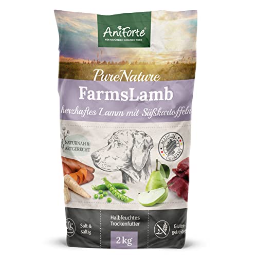 AniForte Lamm Trockenfutter für Hunde 2kg – Herzhaftes Lamm mit Süßkartoffeln & Vitaminen, Halbfeuchtes Trockenfutter, Hundefutter trocken getreidefrei & glutenfrei für Allergiker von AniForte