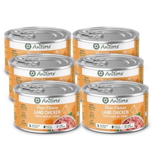 AniForte Land Chicken Nassfutter für Katzen 6 x 200 g – Natürliches Katzenfutter nass getreidefrei, viel frisches Huhn & Gemüse, Katzennassfutter getreidefrei, Futter für Katzen, Wet cat food von AniForte