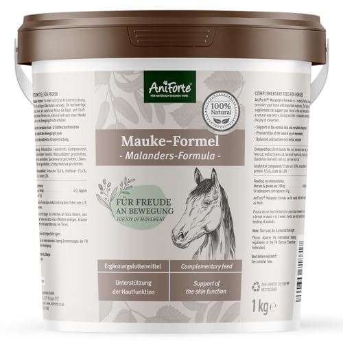 AniForte Mauke Formel für Pferde 1kg - Natürliche Hautpflege & Hufpflege, unterstützt Stoffwechsel & Immunsystem, Pferdepflege für vitale Haut & Wohlbefinden von AniForte