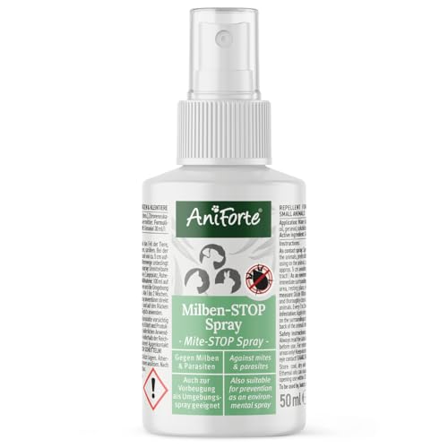 AniForte Milbenspray für Hunde, Katzen, Haus- und Hoftiere 50 ml - Antimilbenspray zur effektiven Abwehr von Insekten, Parasiten & Ungeziefer, Milbenstop & Milbenschutz bei Milbenbefall von AniForte