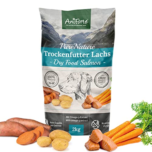 AniForte Natürliches Hunde-Futter Trockenfutter Fjord-Salmon 2kg, Frischer Lachs mit Kartoffeln, 100% Natur, Allergiker, Getreide-Frei, Glutenfrei, ohne künstliche Vitamine von AniForte