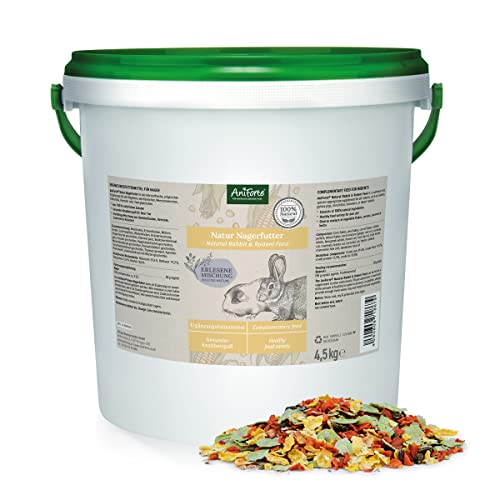 AniForte Natur Nagerfutter für Hamster, Meerschweinchen, Kaninchen, Nager 4,5kg - Artgerechtes Futter mit Gemüseflocken, Getreide, Luzerne und Kräutern - Ohne künstliche Zusätze von AniForte