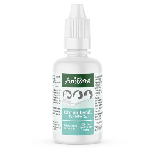 AniForte Ohrmilbenöl für Hunde, Katzen, Nagetiere, Haustiere 20ml - Sanfte Pflege bei Ohrmilben, Ohrentropfen Milben, Juckreiz im Ohr, Ausfluss von AniForte