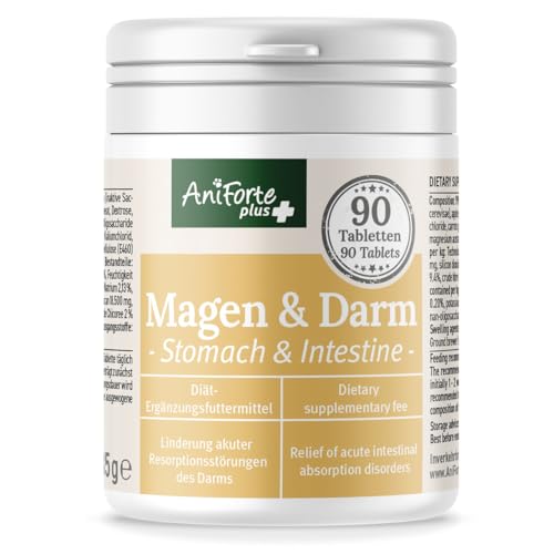 AniForte Magen & Darm Hunde Tabletten 90 Stück - Bei akutem Durchfall & Magen-Darm-Beschwerden, Präbiotika zum Darmflora aufbauen von AniForte