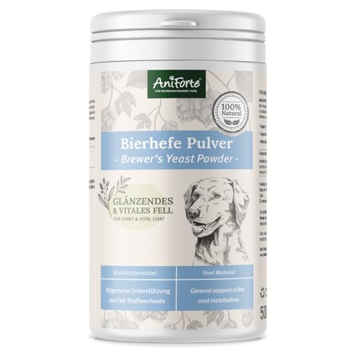 AniForte Bierhefe Pulver für Hunde 500g - Naturprodukt für glänzendes, kräftiges Fell & Vitale Haut, Mit Biotin & Vitamin B für Hunde von AniForte