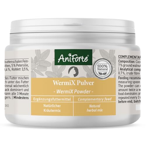 AniForte WermiX Pulver für Katzen 25g – Natürliche Kräuter wie Thymian, Wermut & Salbei, seit 10 Jahren bewährte Alternative, Unterstützung durch Saponine, Bitterstoffe von AniForte