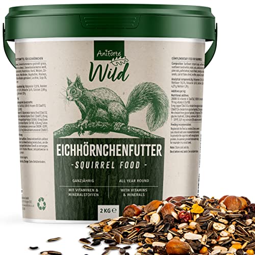 AniForte Wild Artgerechtes Eichhörnchenfutter 2kg mit extra Haselnüssen - Premium Ganzjahres Futter für Eichhörnchen & Streifenhörnchen, ausgewogen von Wildtier Experten entwickelt von AniForte